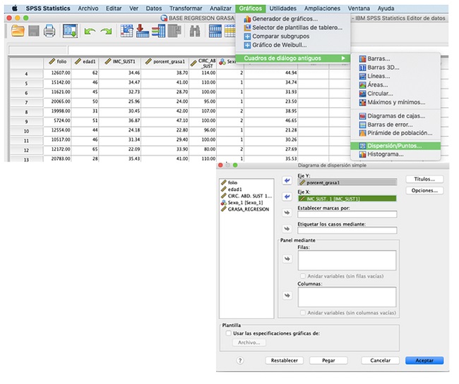 Pasos para llevar a cabo un diagrama de dispersi&oacute;n en SPSS. 